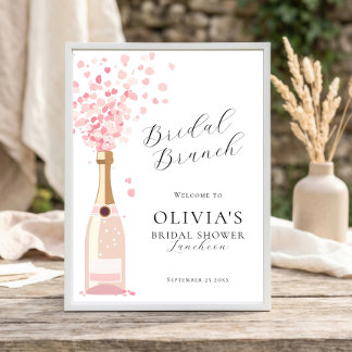 Bubbly Brunch Pink Welcome to Bridal Shower Poster