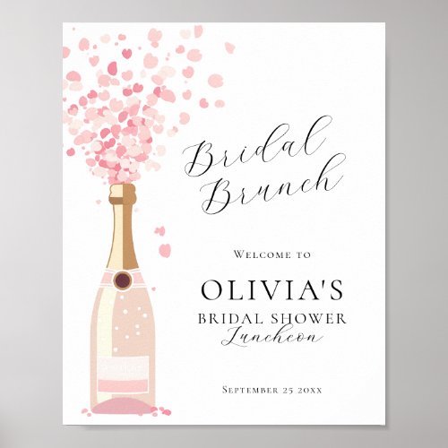Bubbly Brunch Pink Welcome to Bridal Shower Poster