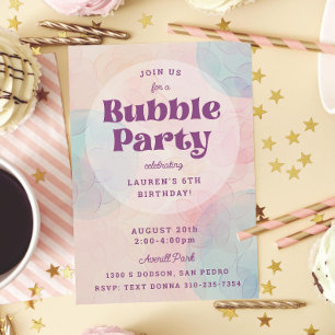 Bubbly Bubble Party Birthday Party Invitation