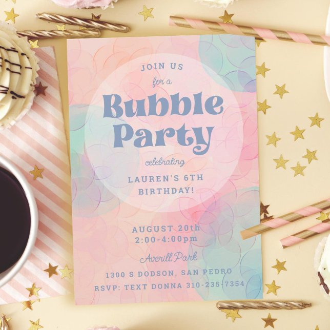Bubbly Bubble Party Birthday Party Invitation (Creator Uploaded)