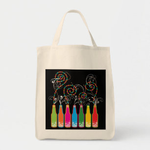 Bubbly Celebrations! Colorful Bottles Spiral Dots Tote Bag