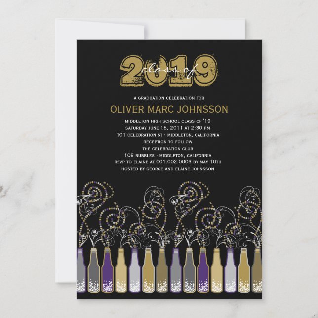 Bubbly Celebrations Graduation Grad Party Invite (Front)