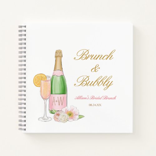 Bubbly Champagne Bridal Brunch Guestbook Notebook
