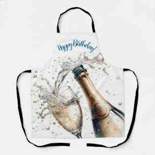 Bubbly champagne Happy Birthday Apron