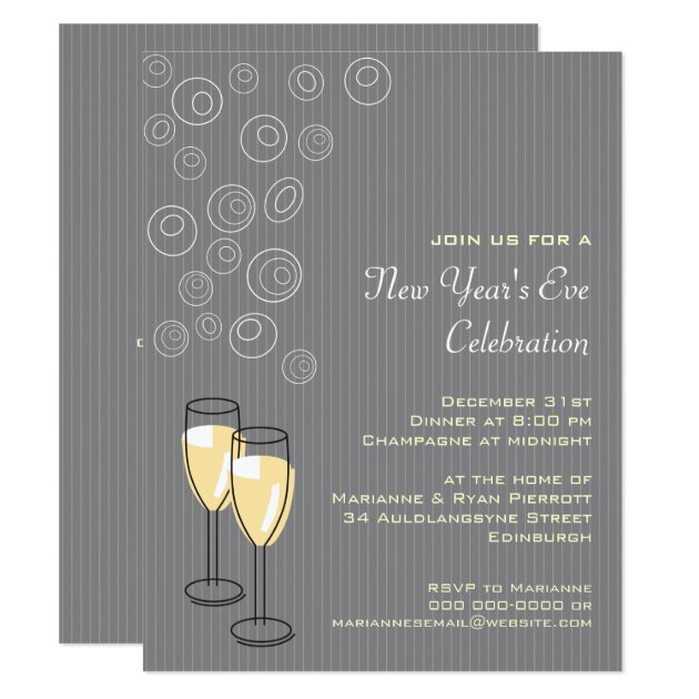 Bubbly Champagne New Years Invitation