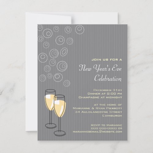 Bubbly Champagne New Years Invitation