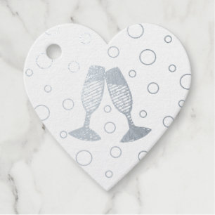 Bubbly Champagne Toast Cheers Wedding Celebration Foil Favor Tags