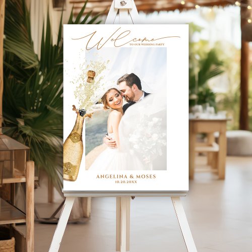 Bubbly Champagne Wedding Welcome Party Sign