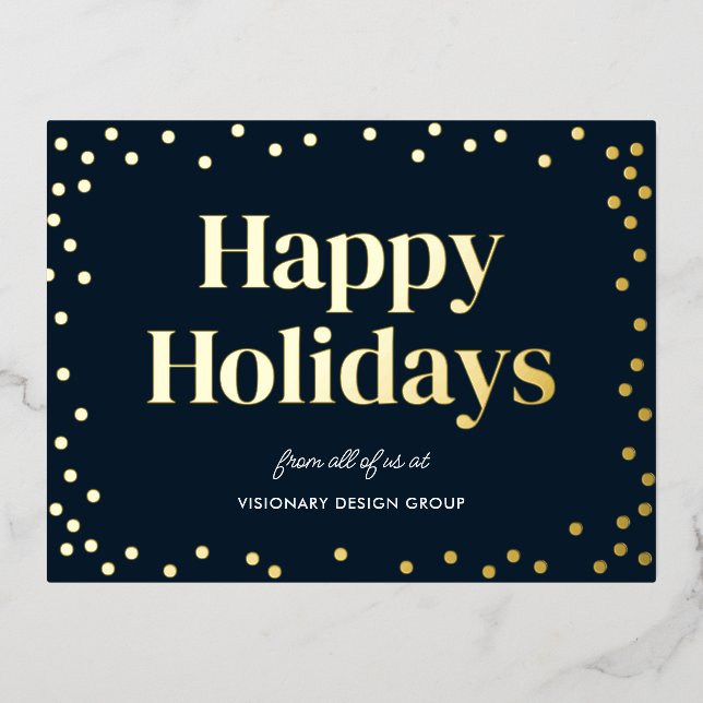 Bubbly Cheer FOIL Business Holiday Postcard (Front)