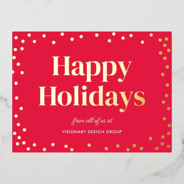 Bubbly Cheer FOIL Business Holiday Postcard (Front)