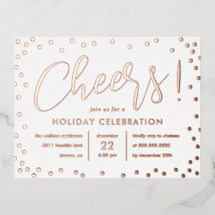 Bubbly Cheer Foil Holiday Invitation Postcard