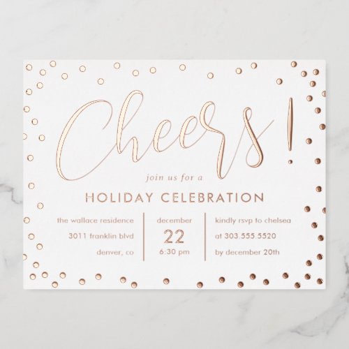 Bubbly Cheer Foil Holiday Invitation Postcard
