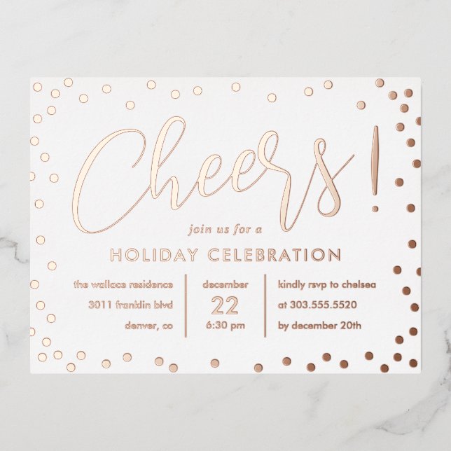 Bubbly Cheer Foil Holiday Invitation Postcard (Front)