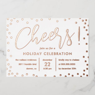 Bubbly Cheer Foil Holiday Party Invitation