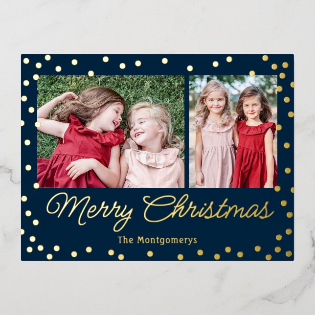 Bubbly Cheer Foil Holiday Postcard Christmas Card (Front)