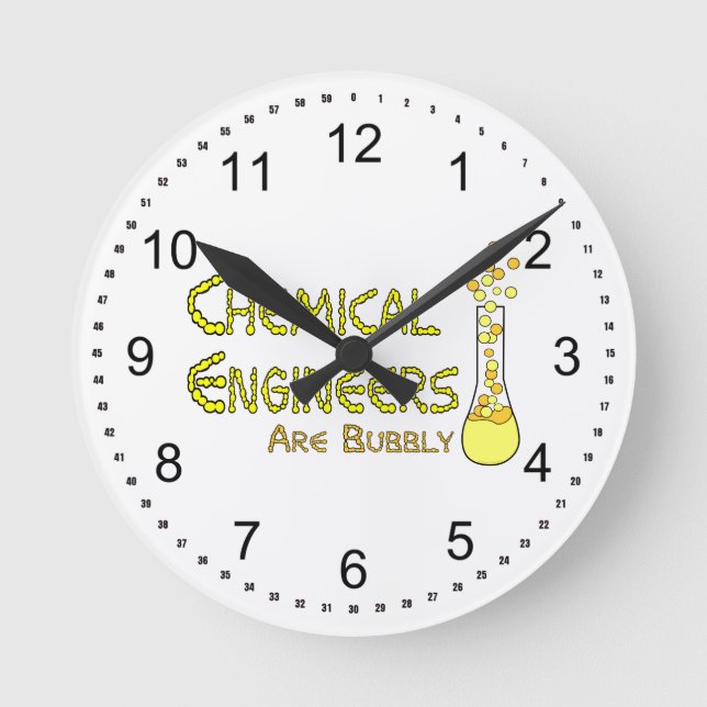 Bubbly Chemical Engineers Round Clock (Front)
