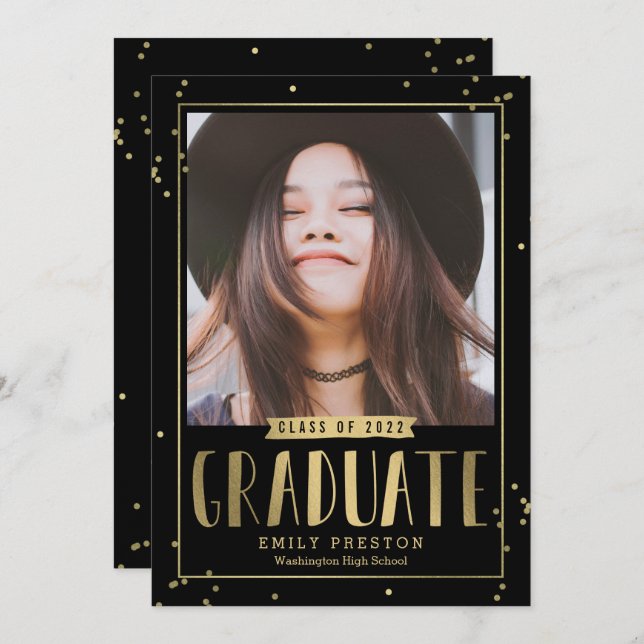 Bubbly Chic EDITABLE COLOR Graduation Invitation (Front/Back)