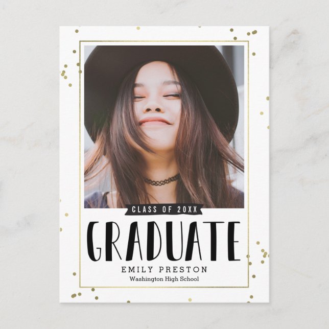 Bubbly Chic Graduation Announcement Postcard (Front)