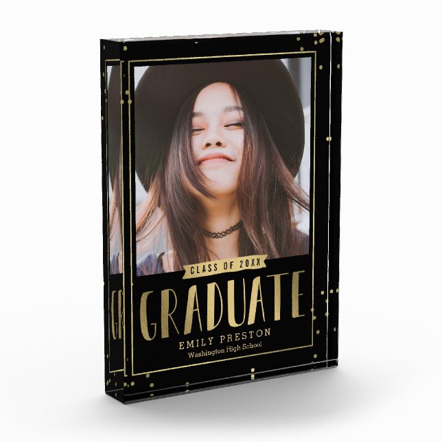 Bubbly Chic Graduation Keepsake Gift Photo Block (Left)