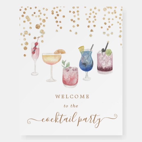 bubbly cocktails gold and glitter cocktail party foam board