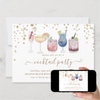 Bubbly Cocktails Gold und Glitzer Cocktail Party Einladung
