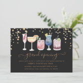 Bubbly Cocktails Gold And Glitter Cocktail Party Invitation