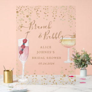 Bubbly Cocktails Gold Glitter Bridal Brunch Acrylic Sign