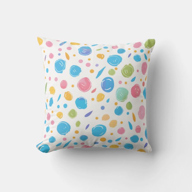 Bubbly Confetti Throw Pillow (Front)