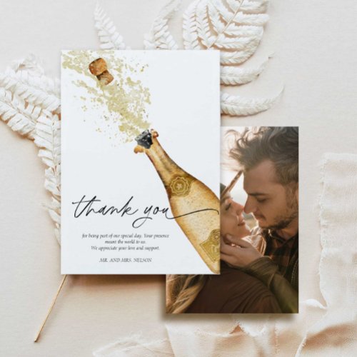 Bubbly Couples Engagement Photo Thank You Card