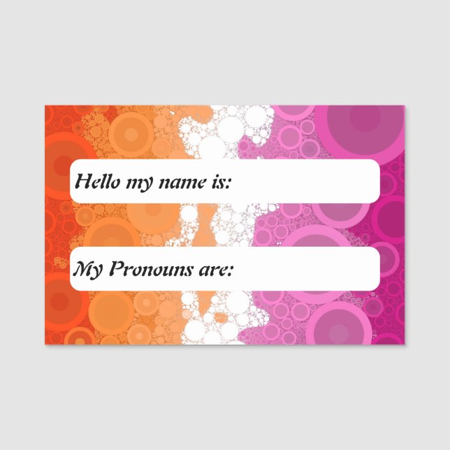 Bubbly Customizable Abstract Lesbian Pride Flag    Name Tag (Front)