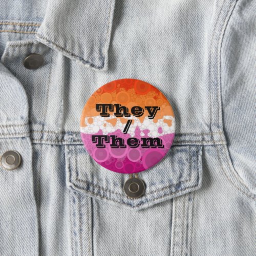 Bubbly Customizable Pronoun Lesbian Pride Flag Button