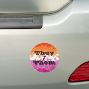 Bubbly Customizable Pronoun Lesbian Pride Flag Car Magnet
