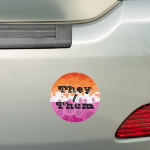 Bubbly Customizable Pronoun Lesbian Pride Flag Car Magnet Bubbly Customizable Pronoun Lesbian Pride Flag Car Magnet