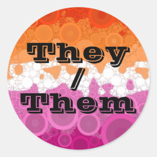 Bubbly Customizable Pronoun Lesbian Pride Flag Classic Round Sticker