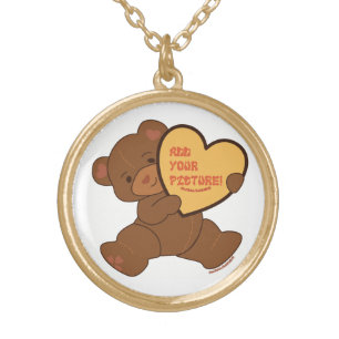 Bubbly Cute Bear Brown Colorway Gold Plated Necklace