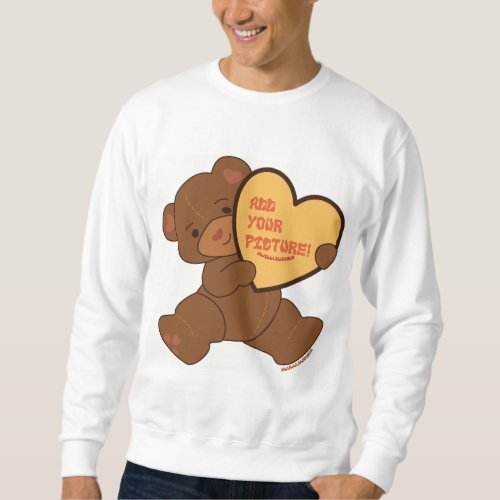 Bubbly Cute Bear Brown Colorway Sweatshirt - brown cute cartoon valentine's bear where you can add your own image inside a heart

