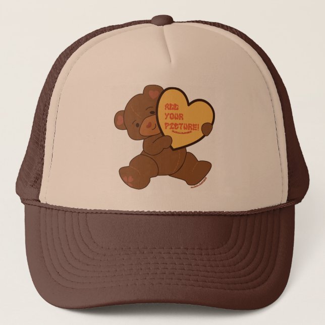 Bubbly Cute Bear Brown Colorway Trucker Hat (Front)