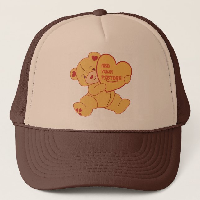 Bubbly Cute Bear Red Colorway Trucker Hat (Front)