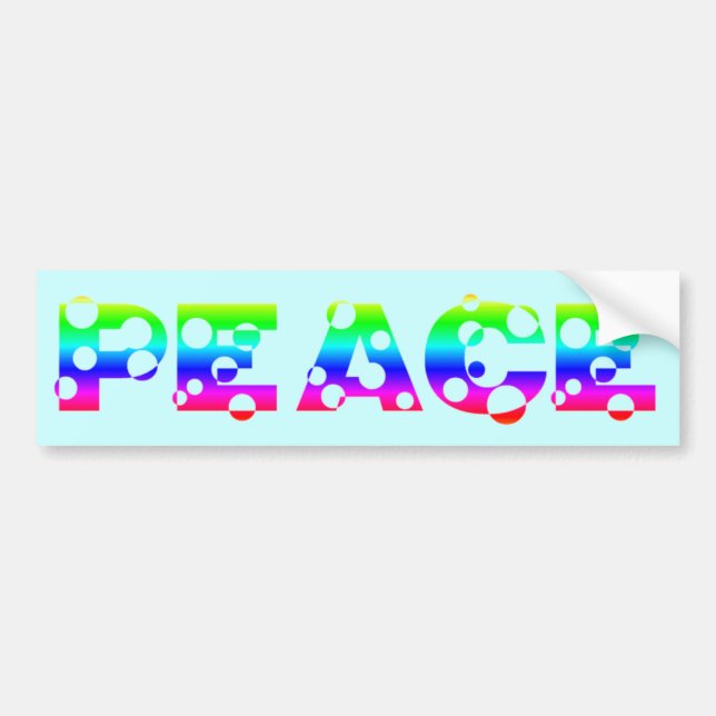 Bubbly Dot Rainbow PEACE Bumper Sticker (Front)