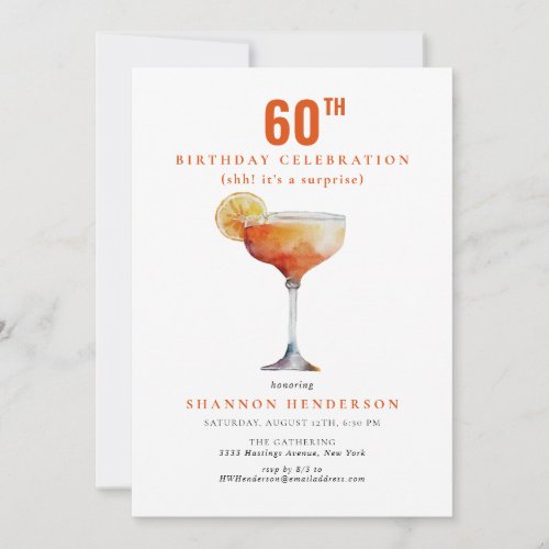 Bubbly Drink 60th Birthday Party Invitation