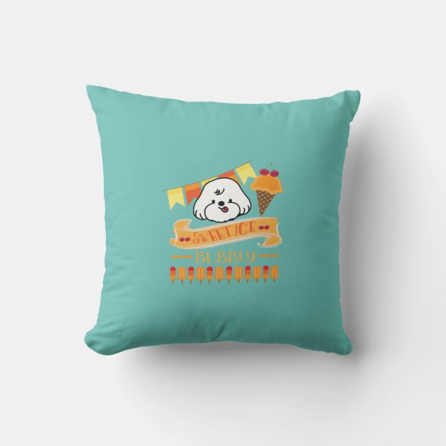 bubbly loves ice cream throw pillow (Front)