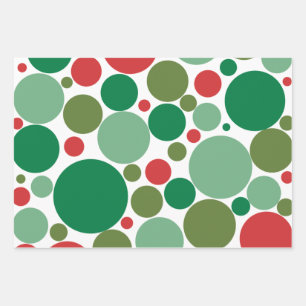 Bubbly Mod Dots Retro Christmas Pattern Red Green Wrapping Paper Sheets