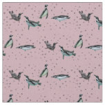 Bubbly Penguins Fabric (Dusty Pink)