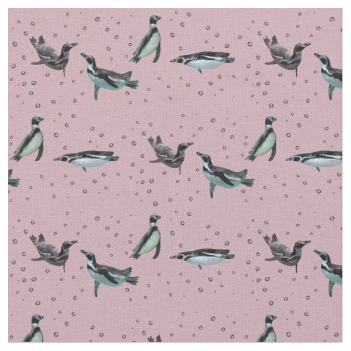 Bubbly Penguins Fabric (Dusty Pink)