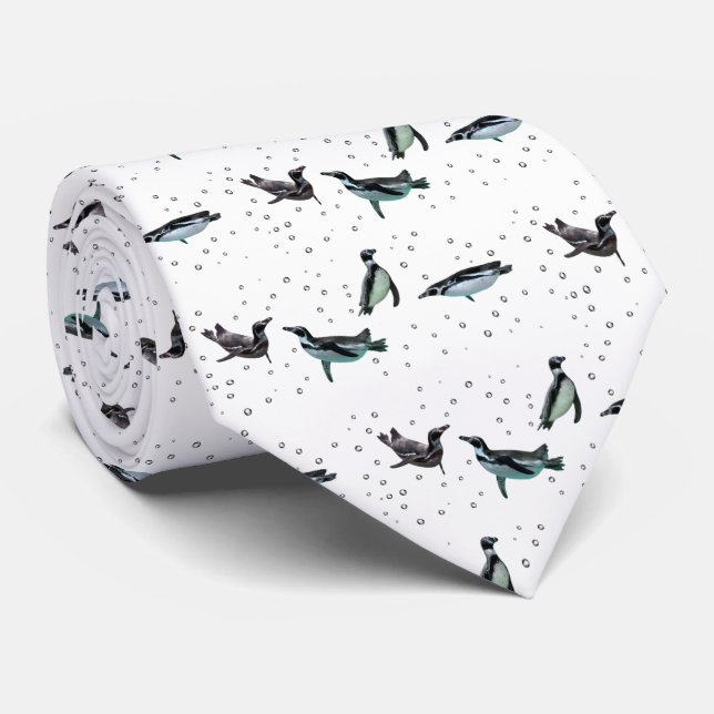 Bubbly Penguins Tie (choose colour) (Rolled)