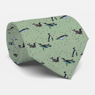 Bubbly Penguins Tie (Green)