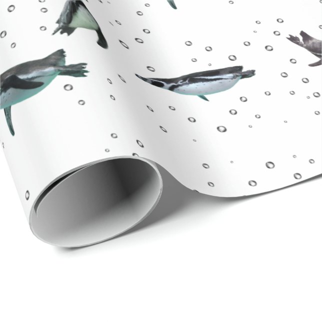 Bubbly Penguins Wrapping Paper (choose colour) (Roll Corner)