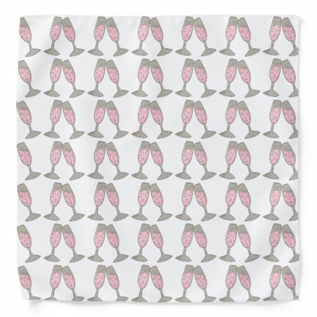 Bubbly Pink Champagne Glass Toast Wedding Bride Bandana (Front)