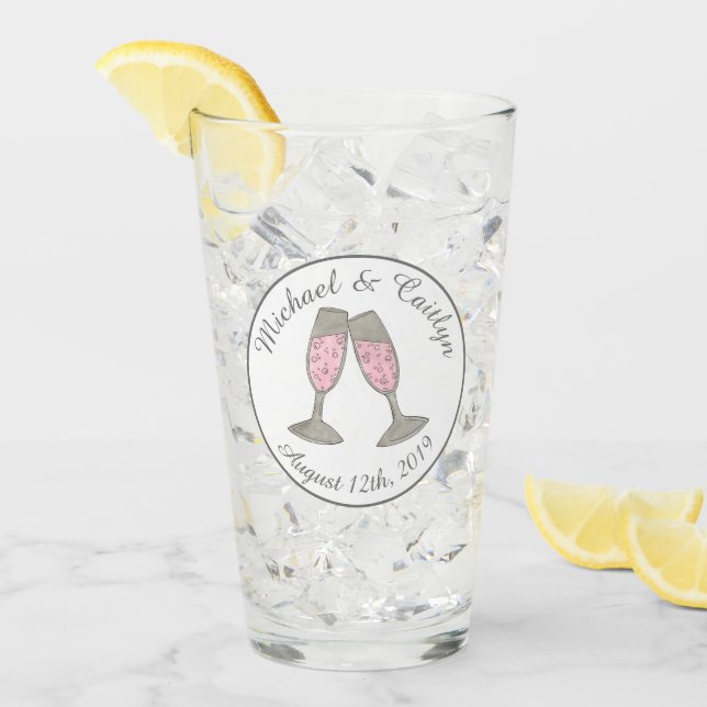 Bubbly Pink Champagne Glass Toast Wedding Favor (Front Ice)