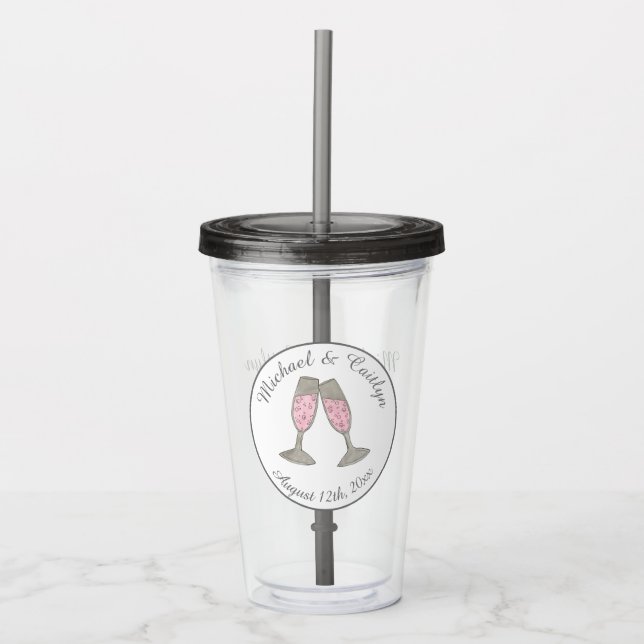 Bubbly Pink Champagne Glass Toast Wedding Favor (Front)